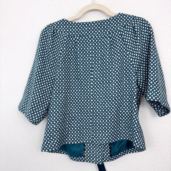 Anthro Elevenes Womens Tweed Blazer Jacket Size 12 Wool Blend Retro Mod Green - Picture 3 of 8